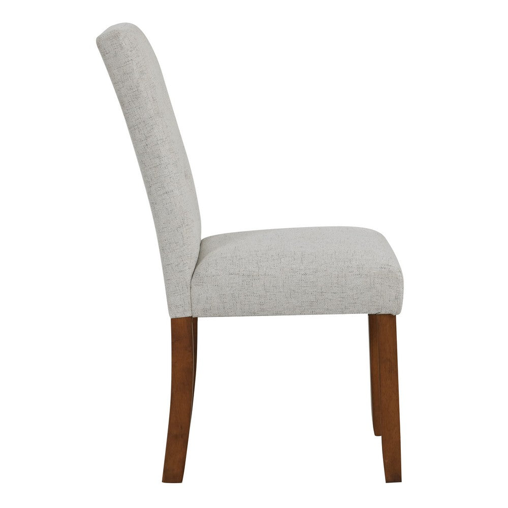 Benjara Rei Dining Chair Set of 2, Wood Frame, Tufted Gray Woven Fabric