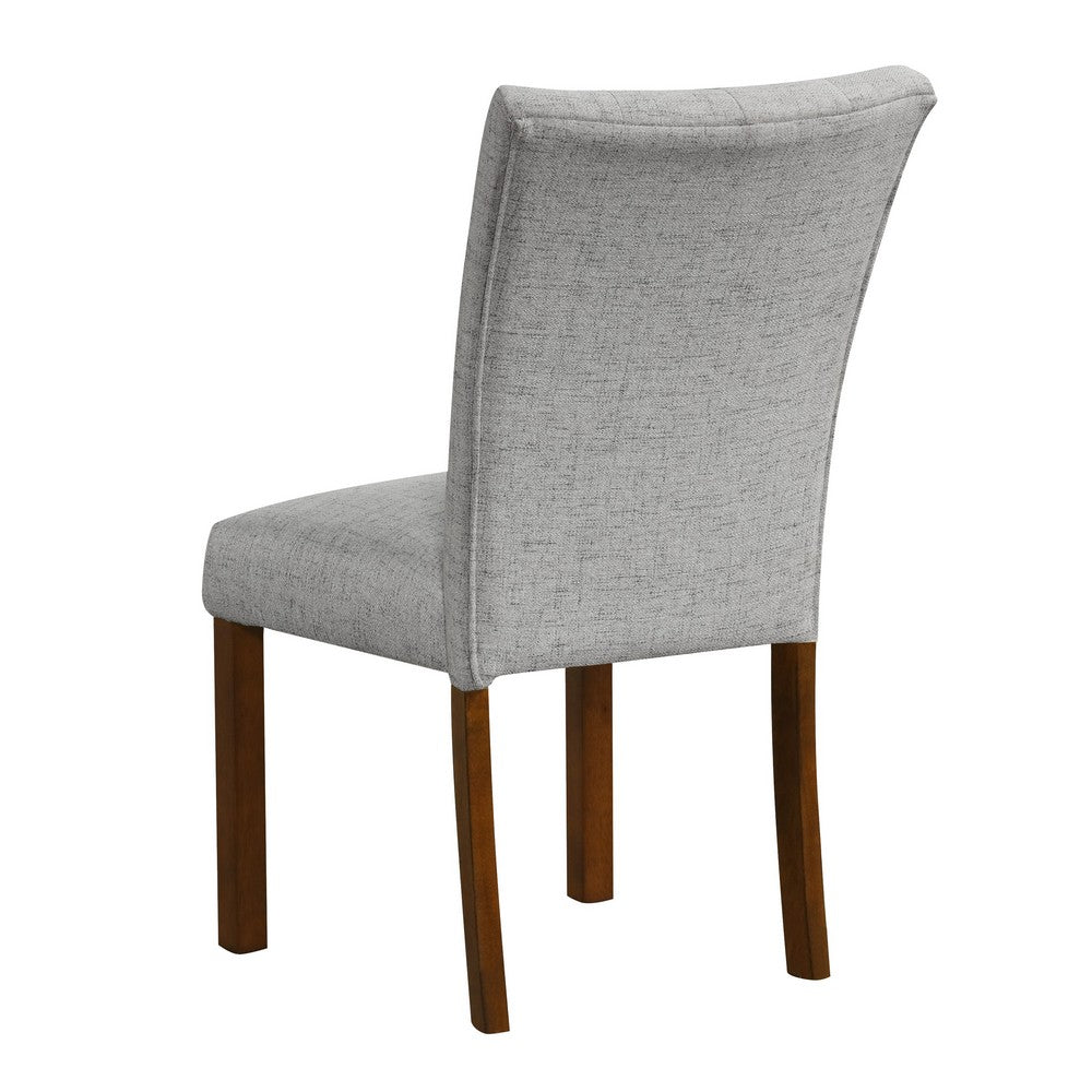 Benjara Rei Parsons Dining Chair Set of 2, Gray Woven Button Tufted Fabric