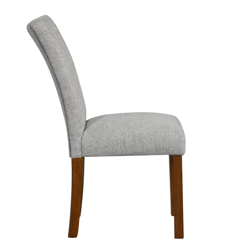 Benjara Rei Parsons Dining Chair Set of 2, Gray Woven Button Tufted Fabric
