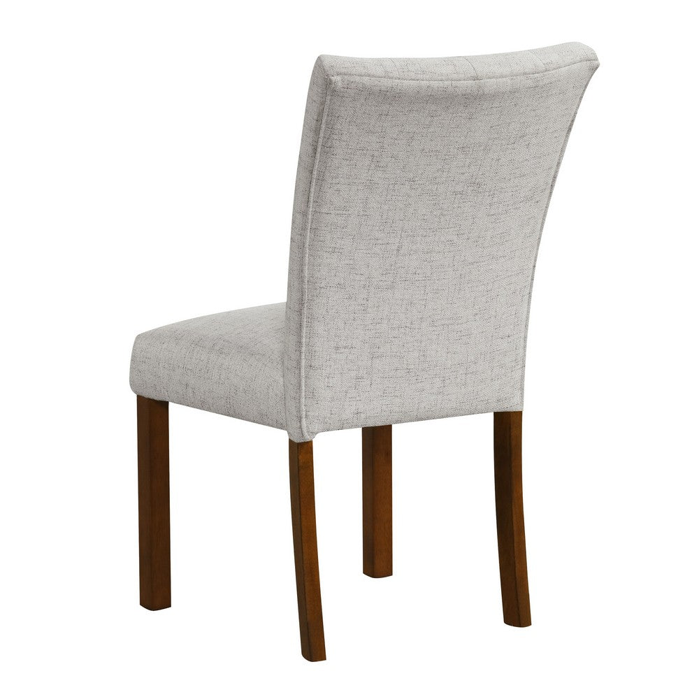Benjara Rei Parsons Dining Chair Set of 2, Light Gray Textured Button Tufted