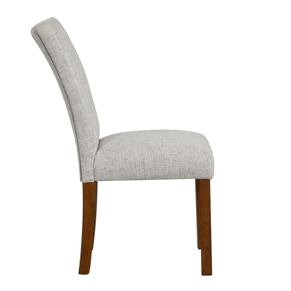 Benjara Rei Parsons Dining Chair Set of 2, Light Gray Textured Button Tufted