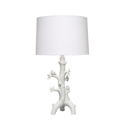 Benjara Sils Accent Table Lamp, Linen Shade, White Trunk Resin Base 28 Inch