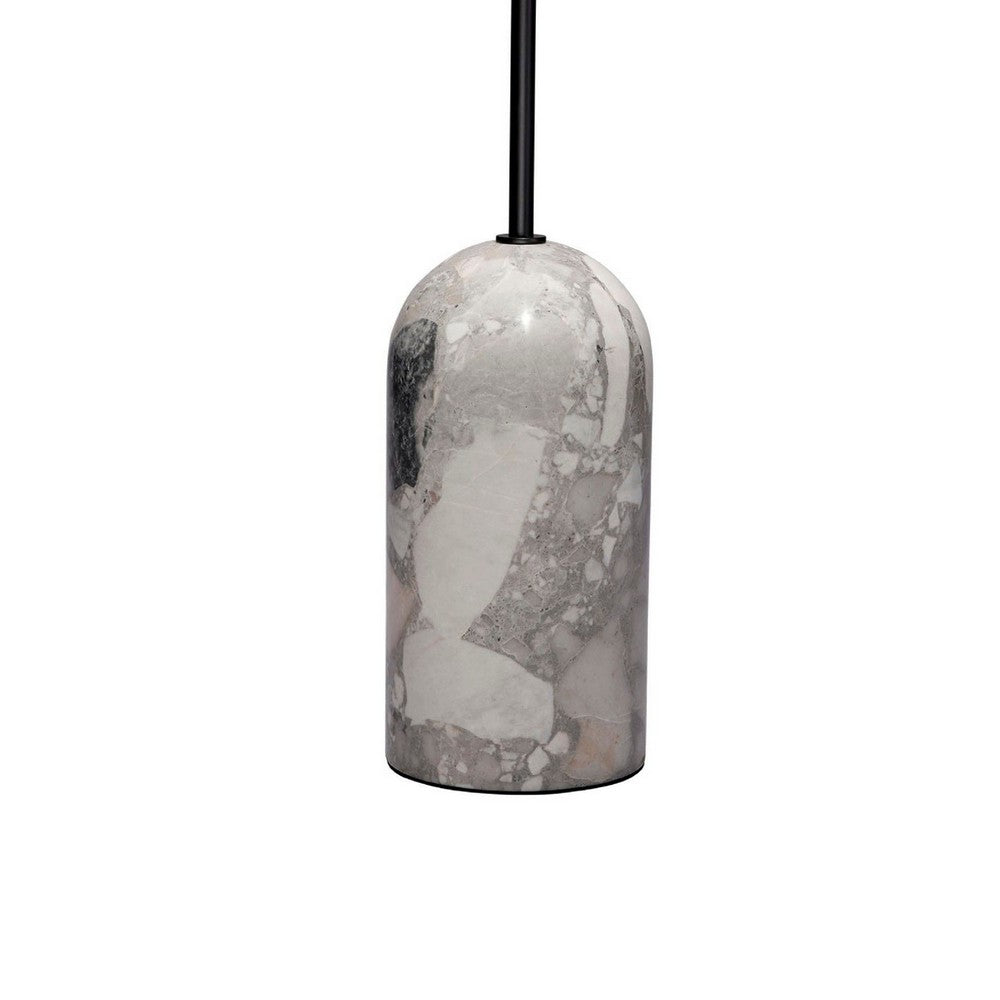 Benjara Hely Accent Table Lamp, Linen Cone Shade, Travertine Stone 28 Inch