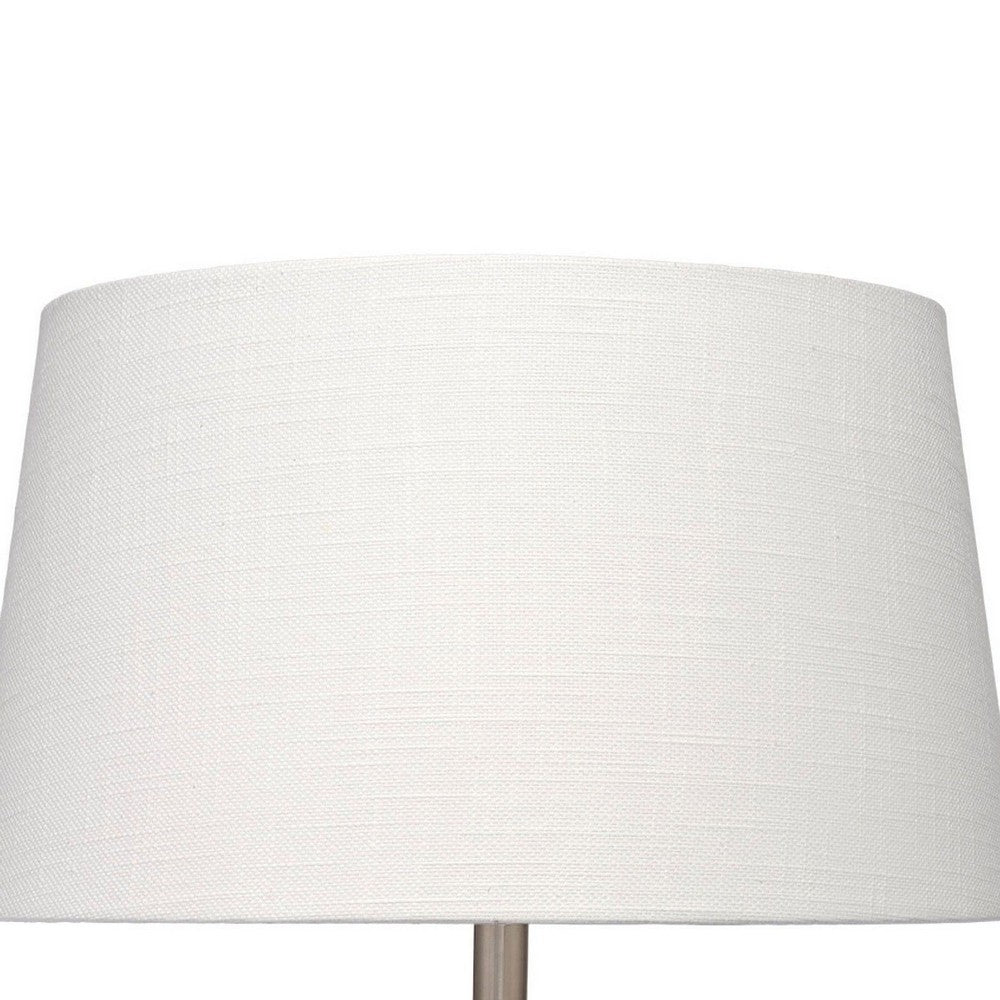 Benjara Avo Accent Table Lamp, White Linen, Antique Ceramic Design 25 Inch