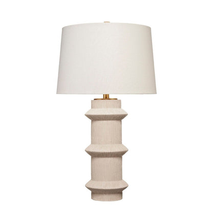 Benjara Disy Accent Table Lamp, Linen, Turned Sculptural Polyresin 30 Inch