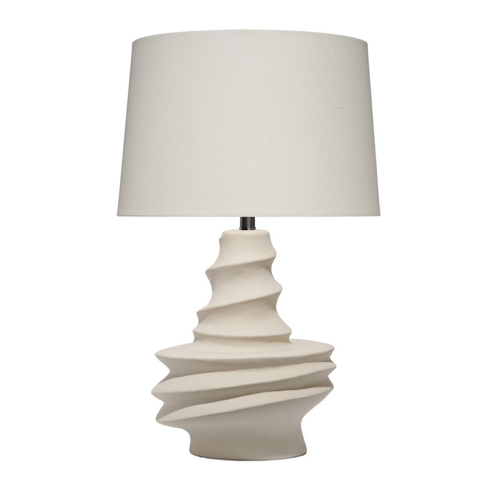 Benjara Liny Accent Table Lamp, Linen Shade, Modern Dynamic Ivory Base 29 Inch