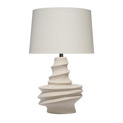 Benjara Liny Accent Table Lamp, Linen Shade, Modern Dynamic Ivory Base 29 Inch