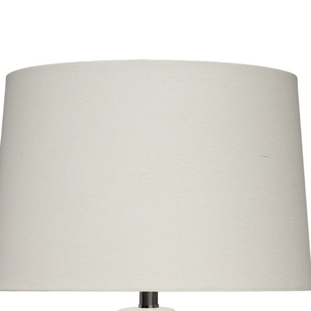 Benjara Liny Accent Table Lamp, Linen Shade, Modern Dynamic Ivory Base 29 Inch