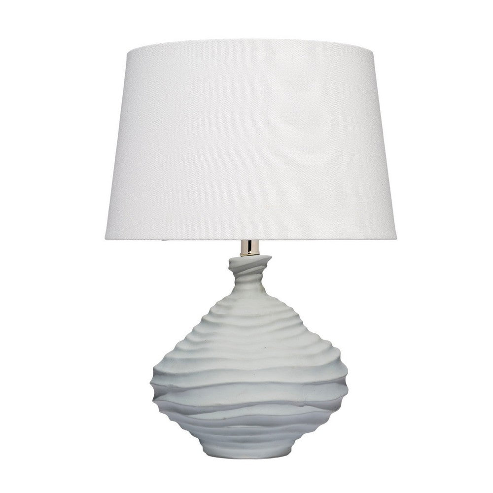 Benjara Ozy Accent Table Lamp, Linen Shade, Light Blue Turned Ceramic 23 Inch
