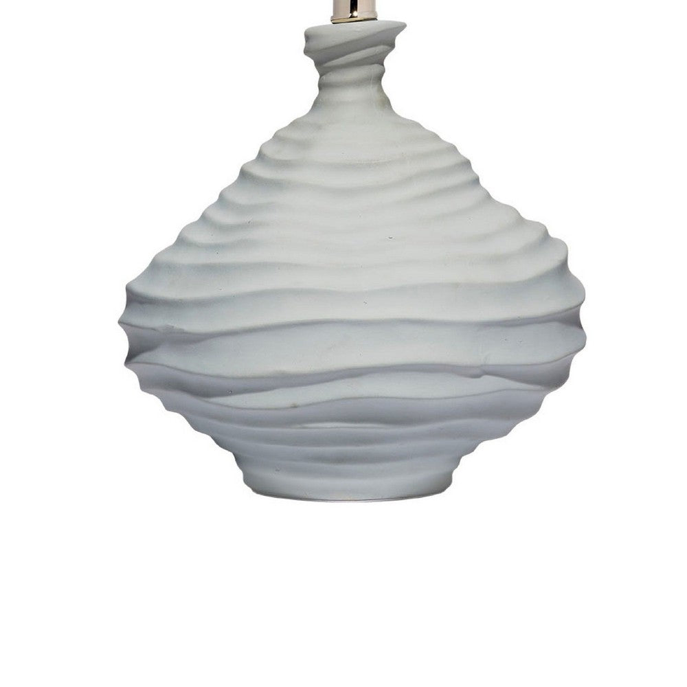Benjara Ozy Accent Table Lamp, Linen Shade, Light Blue Turned Ceramic 23 Inch