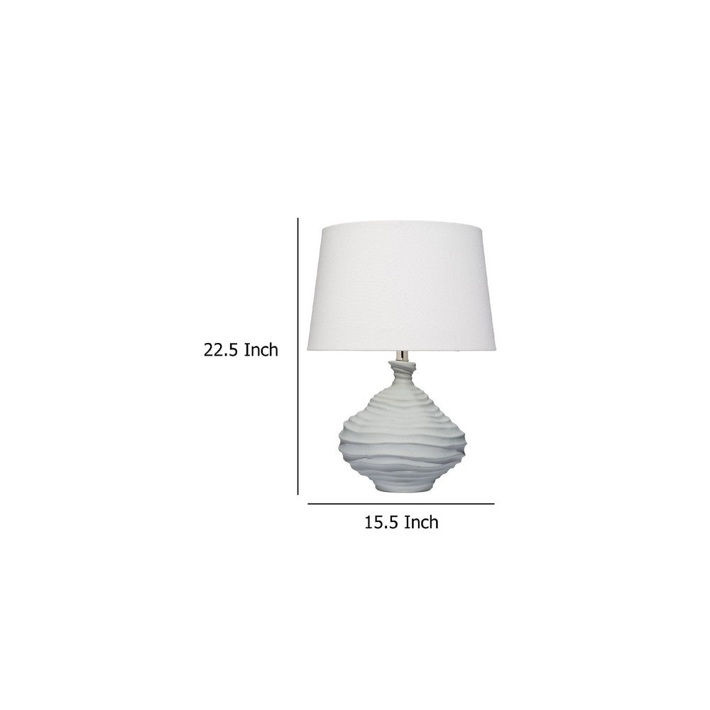 Benjara Ozy Accent Table Lamp, Linen Shade, Light Blue Turned Ceramic 23 Inch