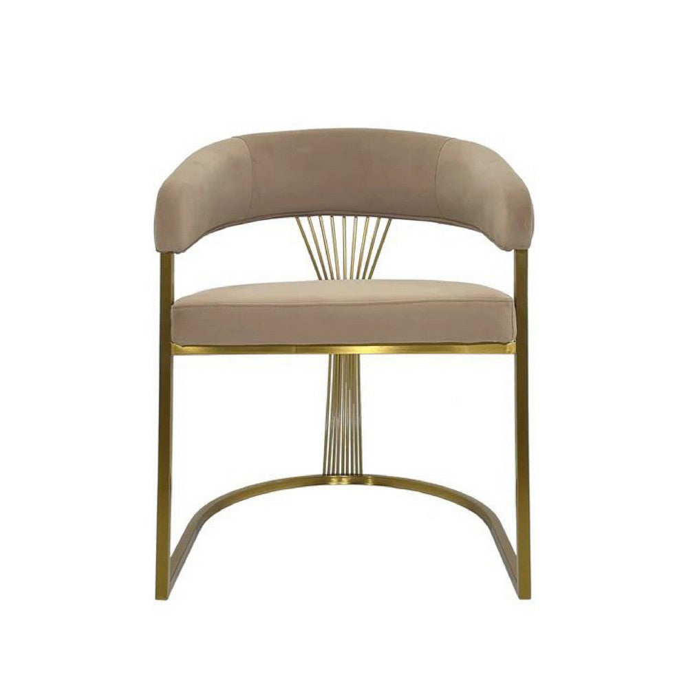 Benjara Yuki Dining Chair, Curved Gray Velvet Backrest, Silver Cantilever Base