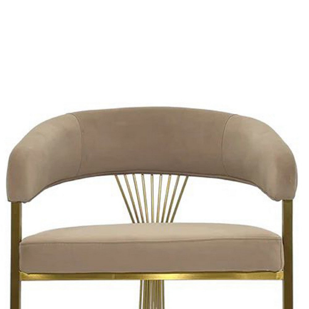 Benjara Yuki Dining Chair, Curved Gray Velvet Backrest, Silver Cantilever Base