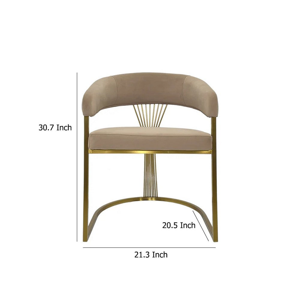 Benjara Yuki Dining Chair, Curved Gray Velvet Backrest, Silver Cantilever Base