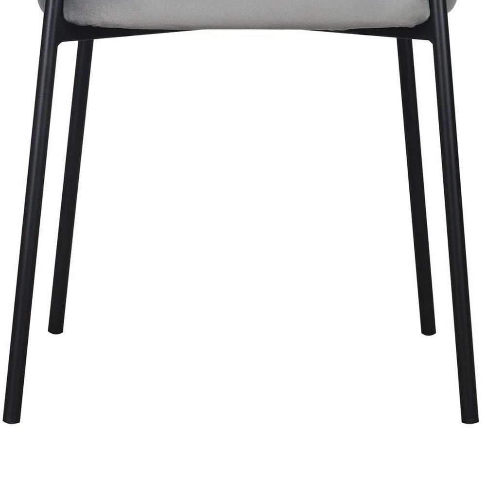 Benjara Dining Chair Set of 2, Classic Gray Fabric with Sleek Black Metal Legs
