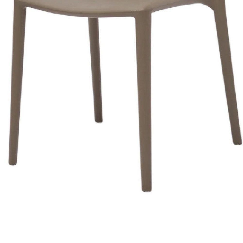 Benjara Womu Outdoor Side Chair Set of 4, Brown Finish, Open Slatted Backrest