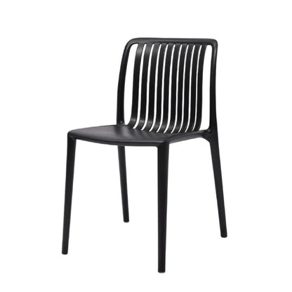 Benjara Womu Outdoor Side Chair Set of 4, Black Finish, Open Slatted Backrest