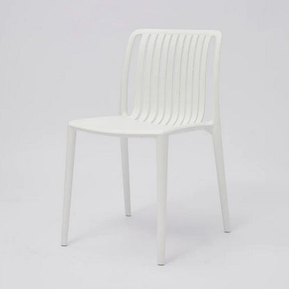 Benjara Womu Outdoor Side Chair Set of 4, White Finish, Open Slatted Backrest