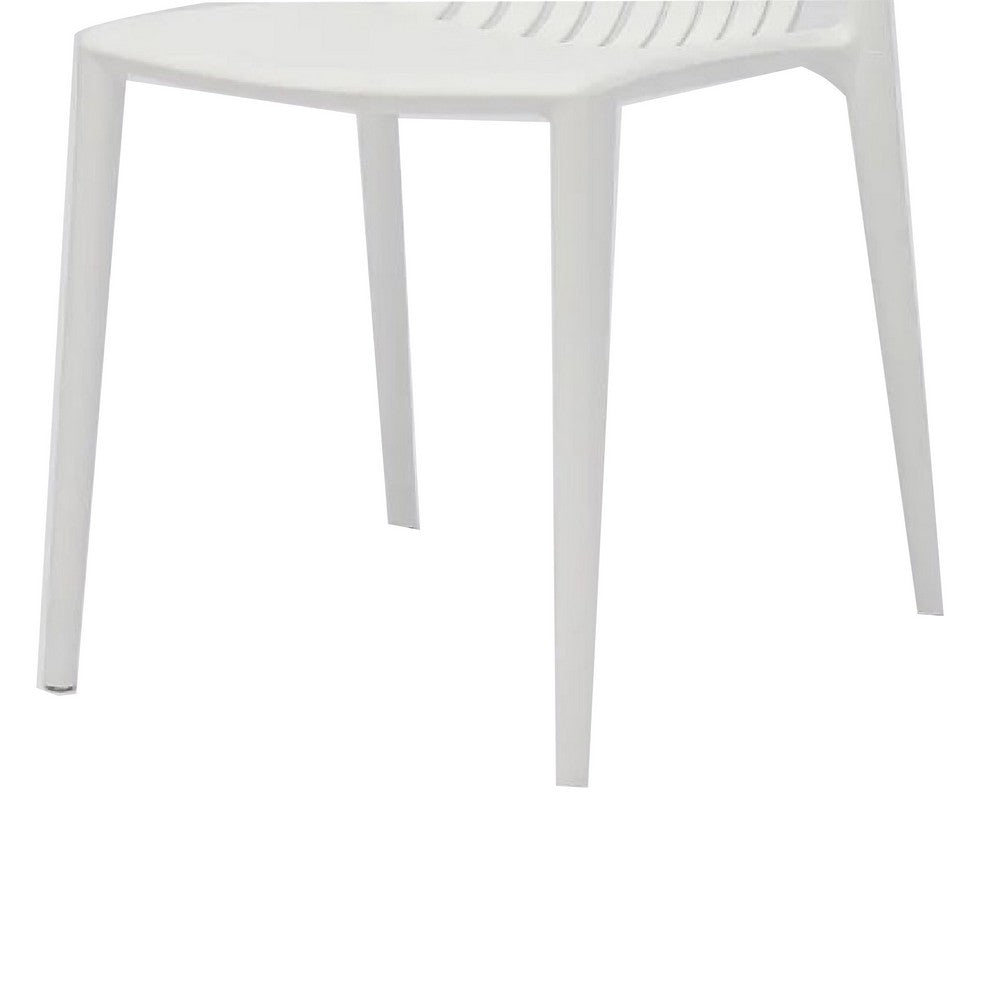 Benjara Womu Outdoor Side Chair Set of 4, White Finish, Open Slatted Backrest