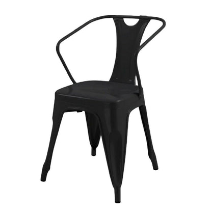 Benjara Toam Dining Armchair Set of 4, Black Metal, Industrial Tapered Legs