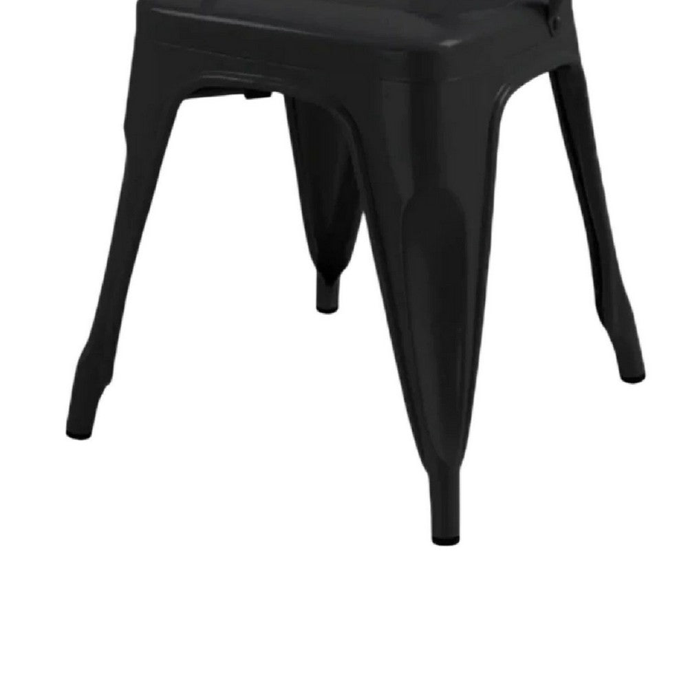 Benjara Toam Dining Armchair Set of 4, Black Metal, Industrial Tapered Legs