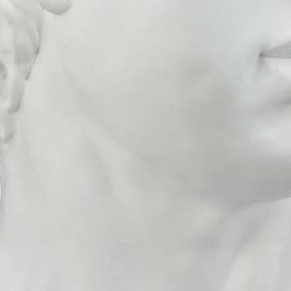 Benjara Kylz Decor Head Garden Planter, 23 Inch, Wide Open Top, White Resin