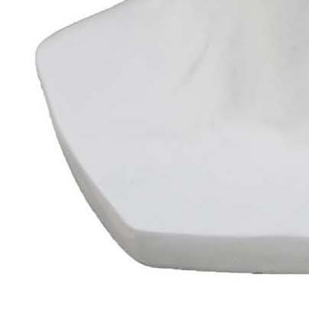 Benjara Kylz Decor Head Garden Planter, 23 Inch, Wide Open Top, White Resin