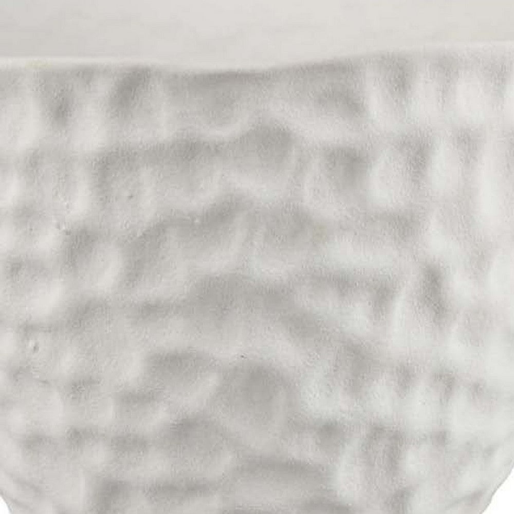 Benjara Decorative Bowl Shaped Planter, Hammered White Ceramic 12 Inch