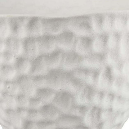 Benjara Decorative Bowl Shaped Planter, Hammered White Ceramic 12 Inch