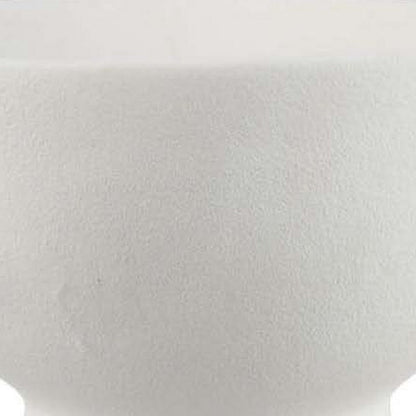 Benjara Decorative Bowl Planter, 2 Round Handles, Modern White Ceramic 14 Inch