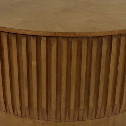 Benjara Modern Storage Coffee Table, 31 Inch Round Lift Top, Dark Brown Wood