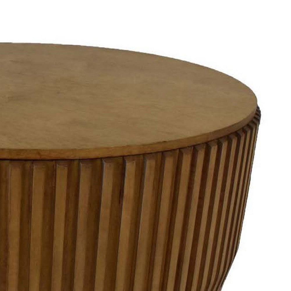 Benjara Modern Storage Coffee Table, 31 Inch Round Lift Top, Dark Brown Wood