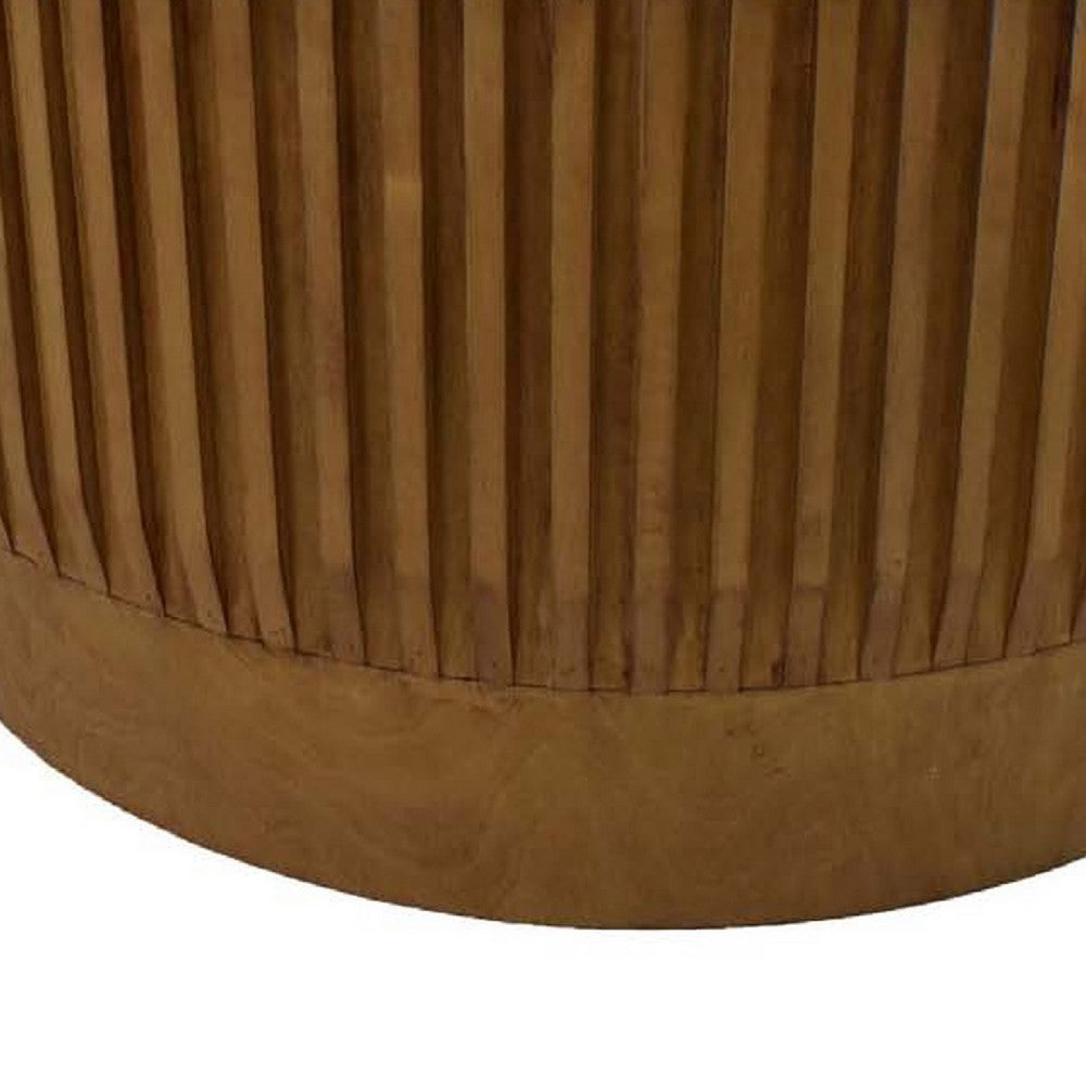 Benjara Modern Storage Coffee Table, 31 Inch Round Lift Top, Dark Brown Wood