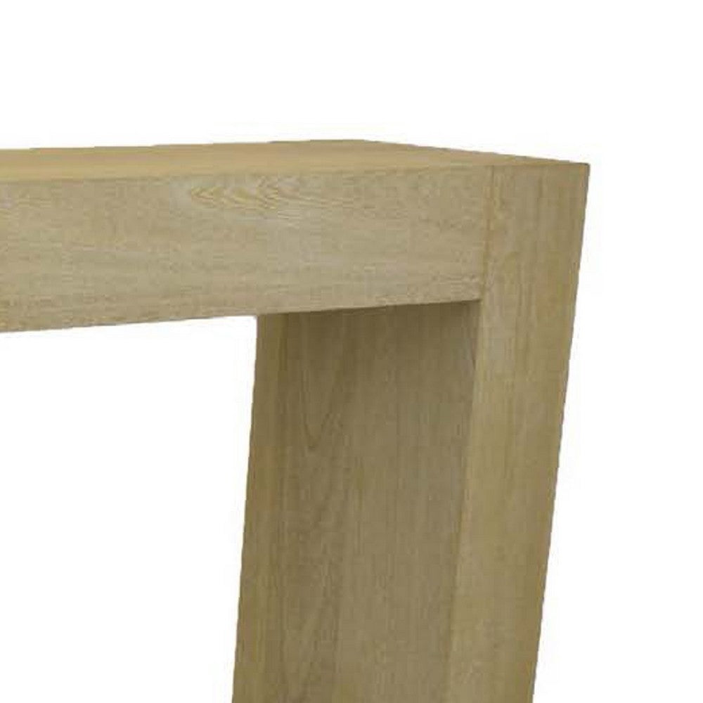 Benjara Console Table, Tall C Shaped Design, 63 Inch Light Brown Wood Body