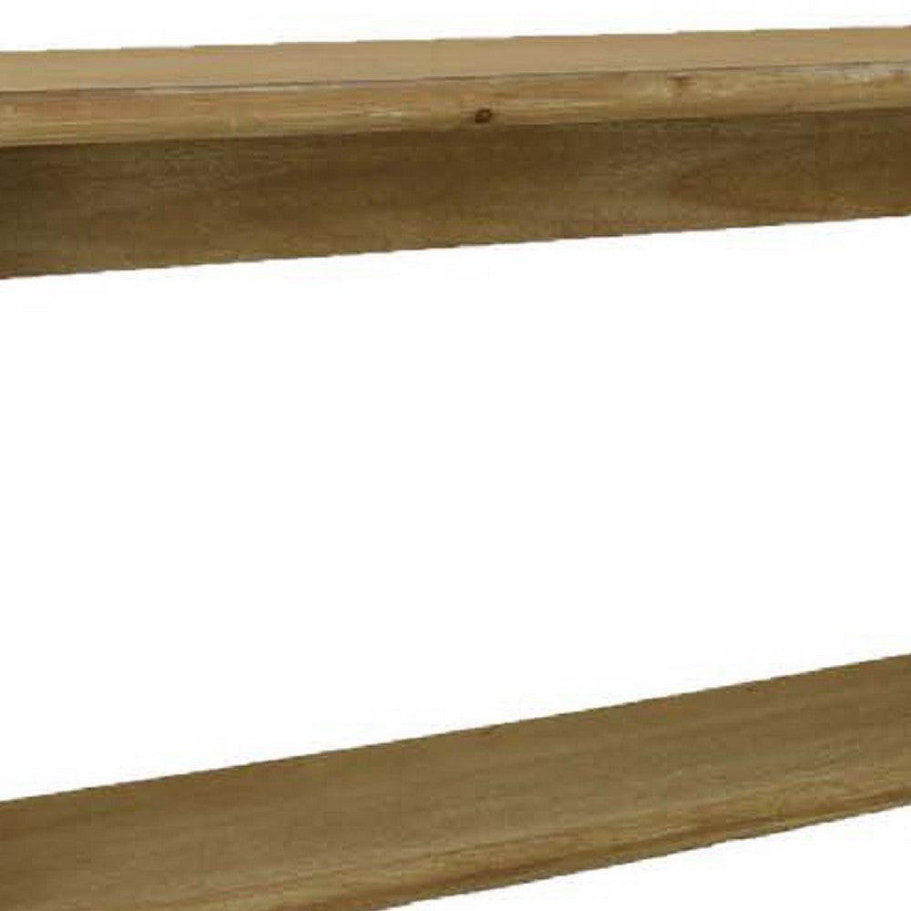 Benjara Console Table, Long Rectangular Top, 1 Shelf, 71 Inch Light Brown Wood