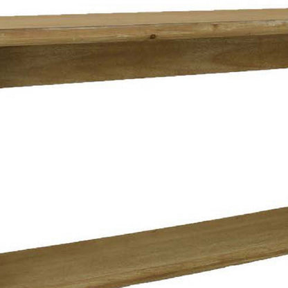 Benjara Console Table, Long Rectangular Top, 1 Shelf, 71 Inch Light Brown Wood
