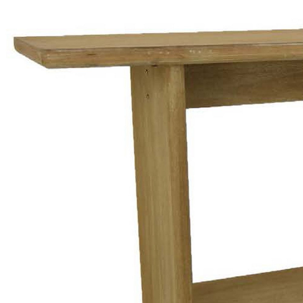 Benjara Console Table, Long Rectangular Top, 1 Shelf, 71 Inch Light Brown Wood