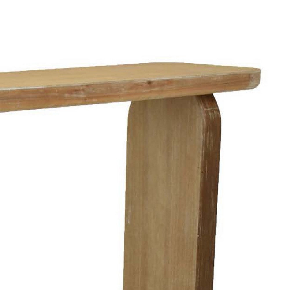 Benjara Console Table, Rounded Edge Top with Arch Legs, 55 Inch Brown Wood