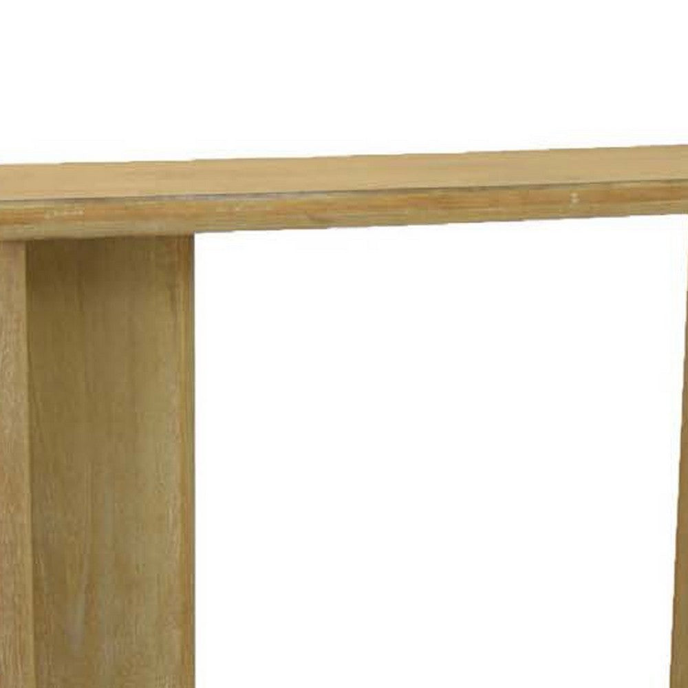 Benjara Console Table, Rounded Edge Top, Paneled Legs, XL 63 Inch Brown Wood
