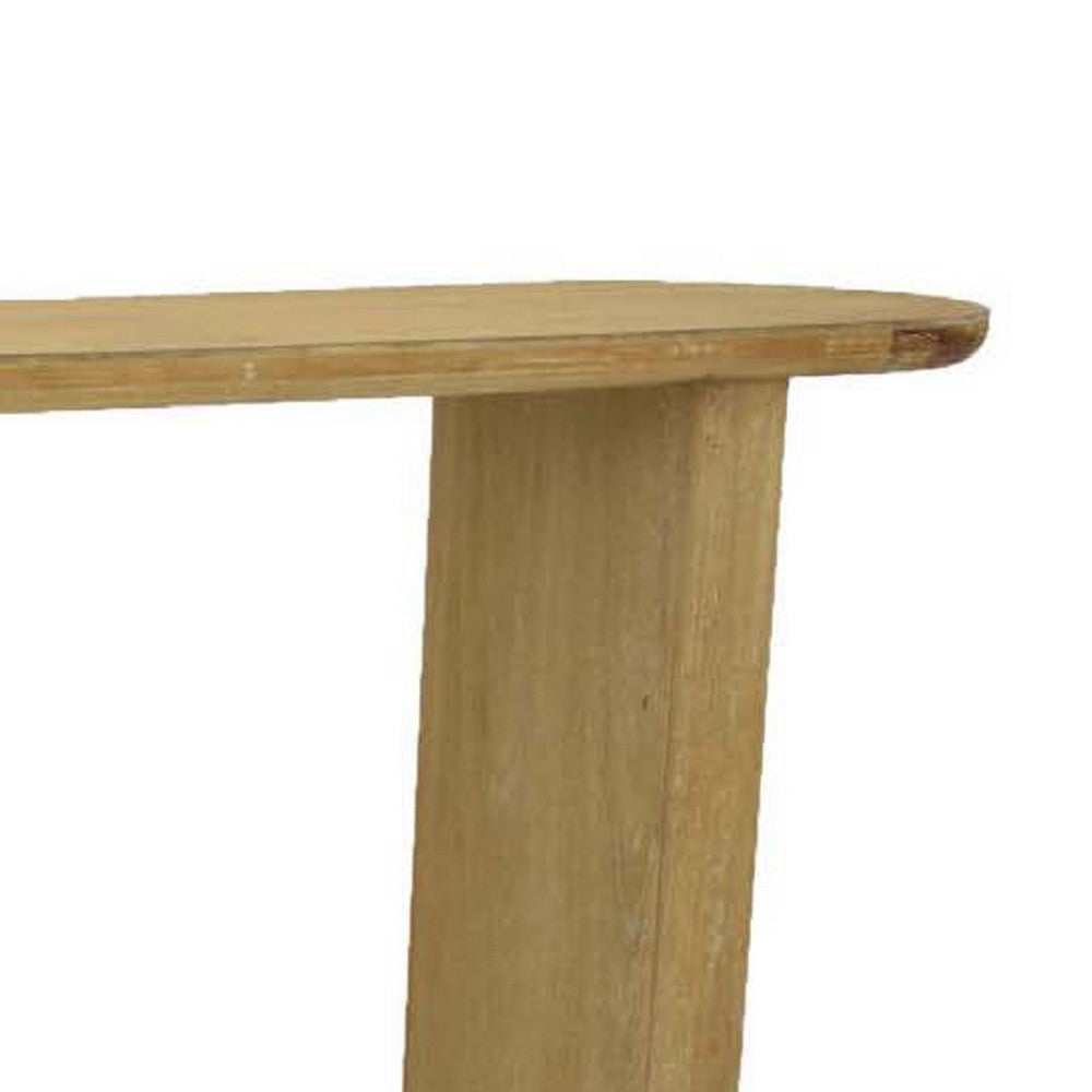 Benjara Console Table, Rounded Edge Top, Paneled Legs, XL 63 Inch Brown Wood
