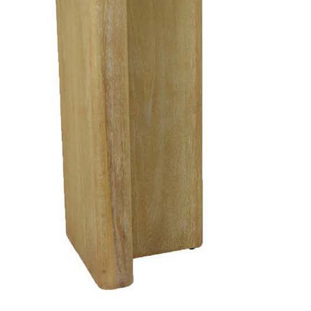 Benjara Console Table, Rounded Edge Top, Paneled Legs, XL 63 Inch Brown Wood