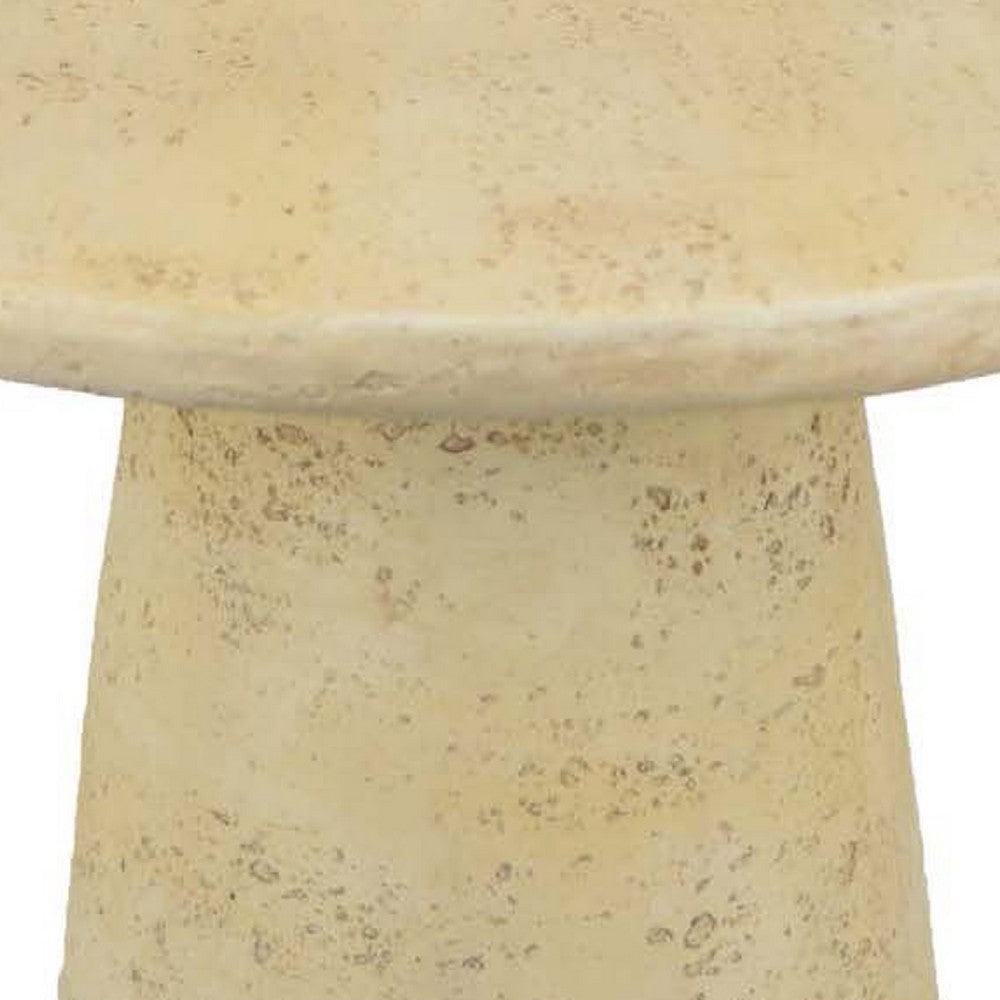 Benjara Keki Coffee Table, 24 Inch Round, Tapered Off White Resin Body