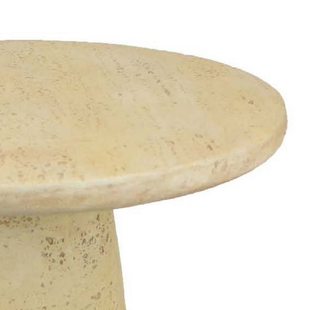 Benjara Keki Coffee Table, 24 Inch Round, Tapered Off White Resin Body