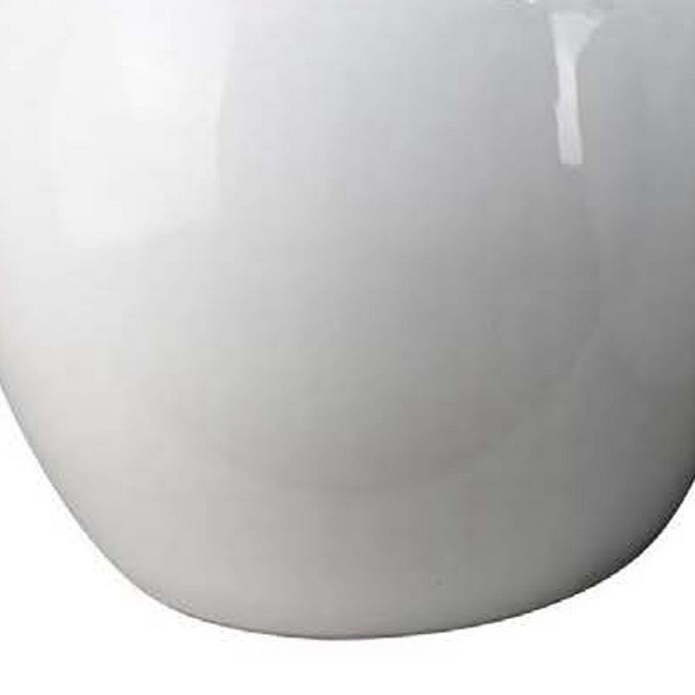 Benjara Womy Wide Decorative Planters Set of 2, Gloss White Ceramic 14 20 Inch
