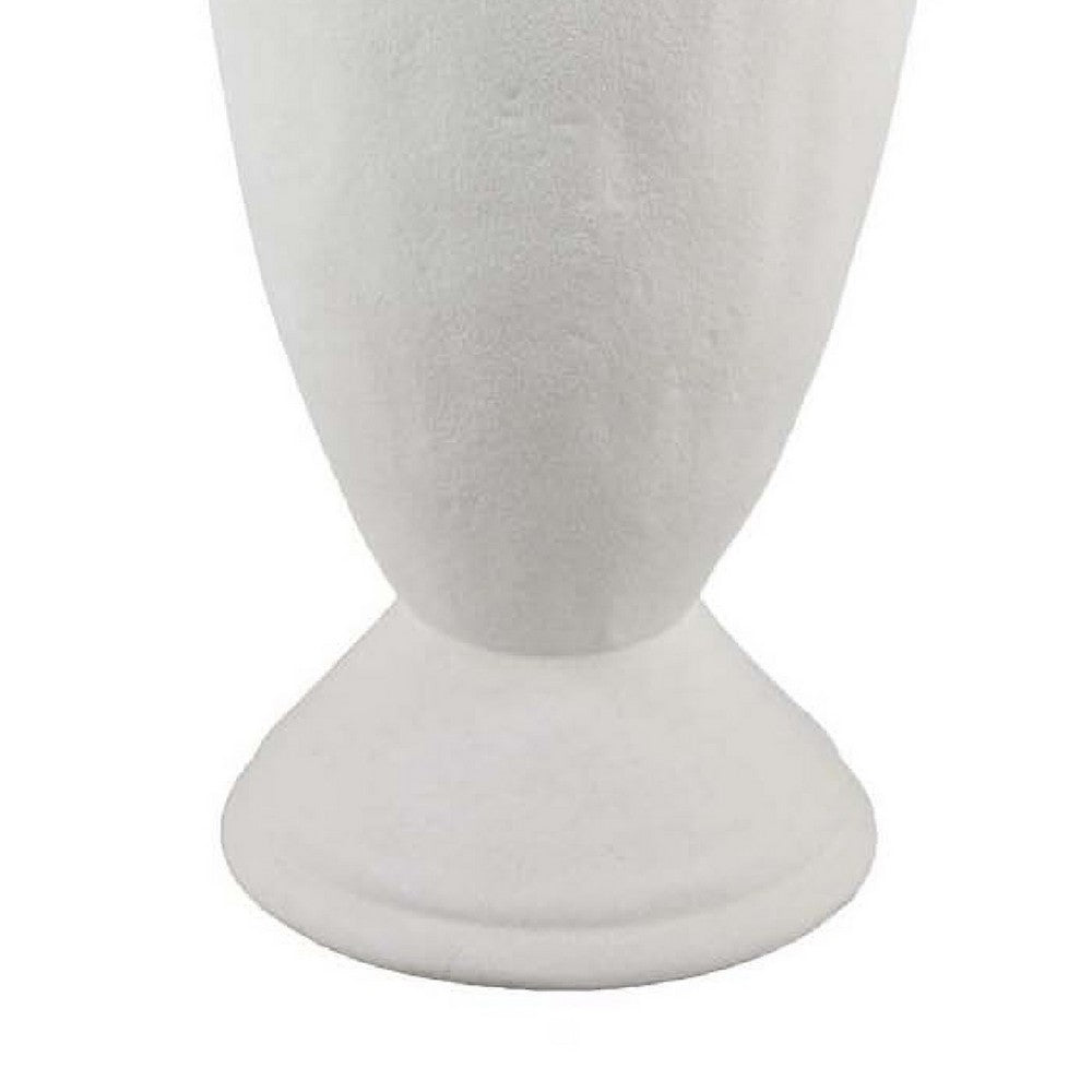Benjara Fiji Accent Planter w Loop Handles, Pedestal White Ceramic 16 Inch