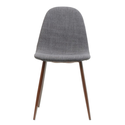 Benjara Reva Dining Side Chair Set of 2, Dark Gray Cushions, Brown Iron Frame