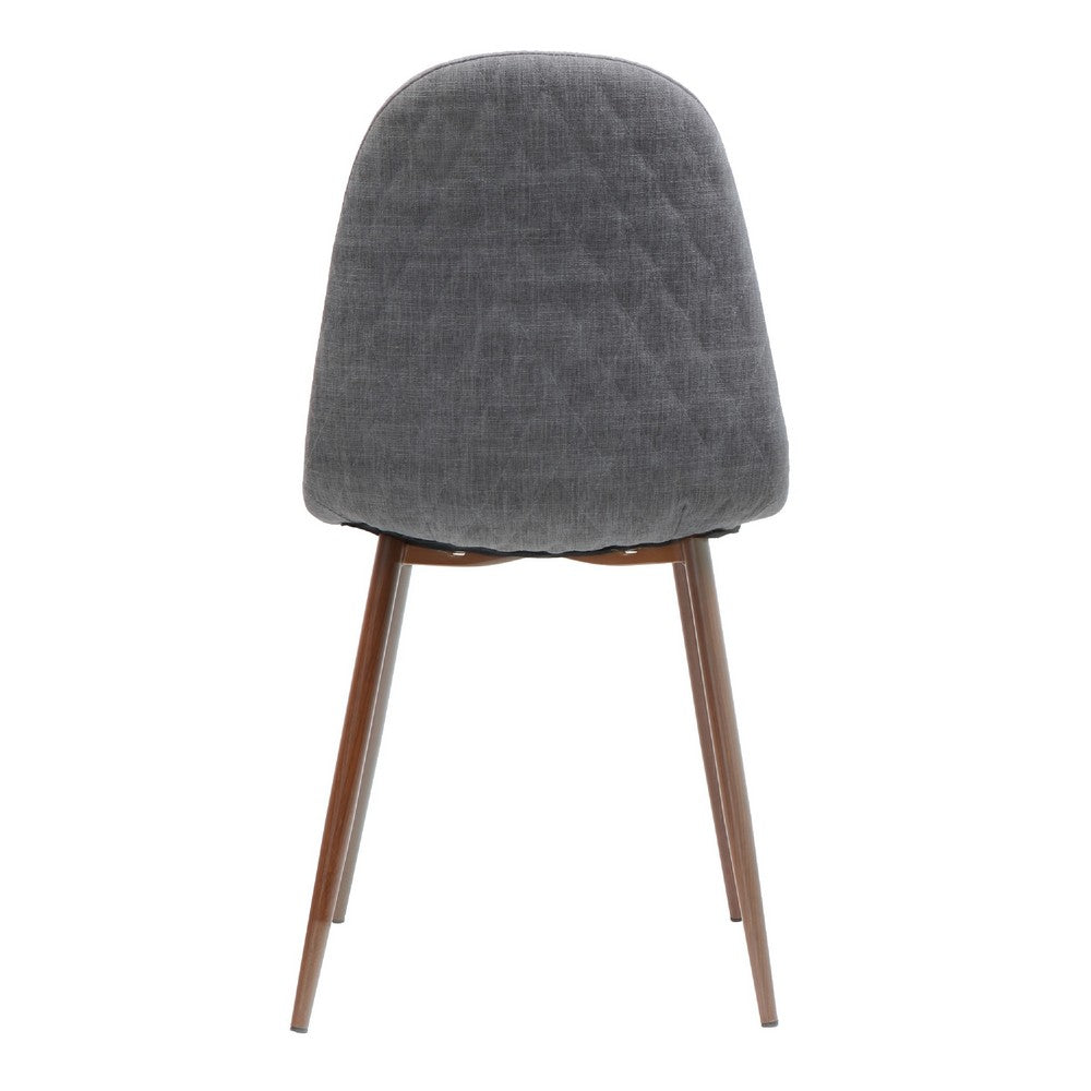 Benjara Reva Dining Side Chair Set of 2, Dark Gray Cushions, Brown Iron Frame