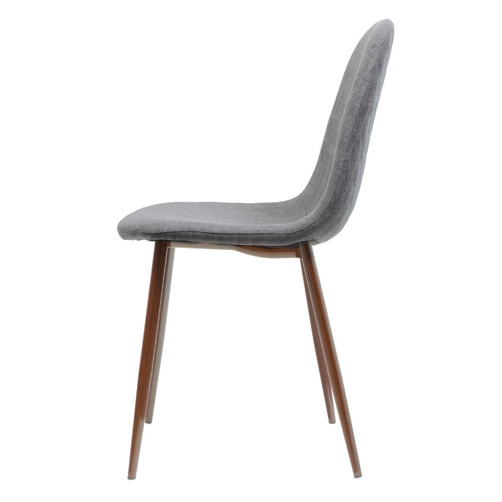 Benjara Reva Dining Side Chair Set of 2, Dark Gray Cushions, Brown Iron Frame