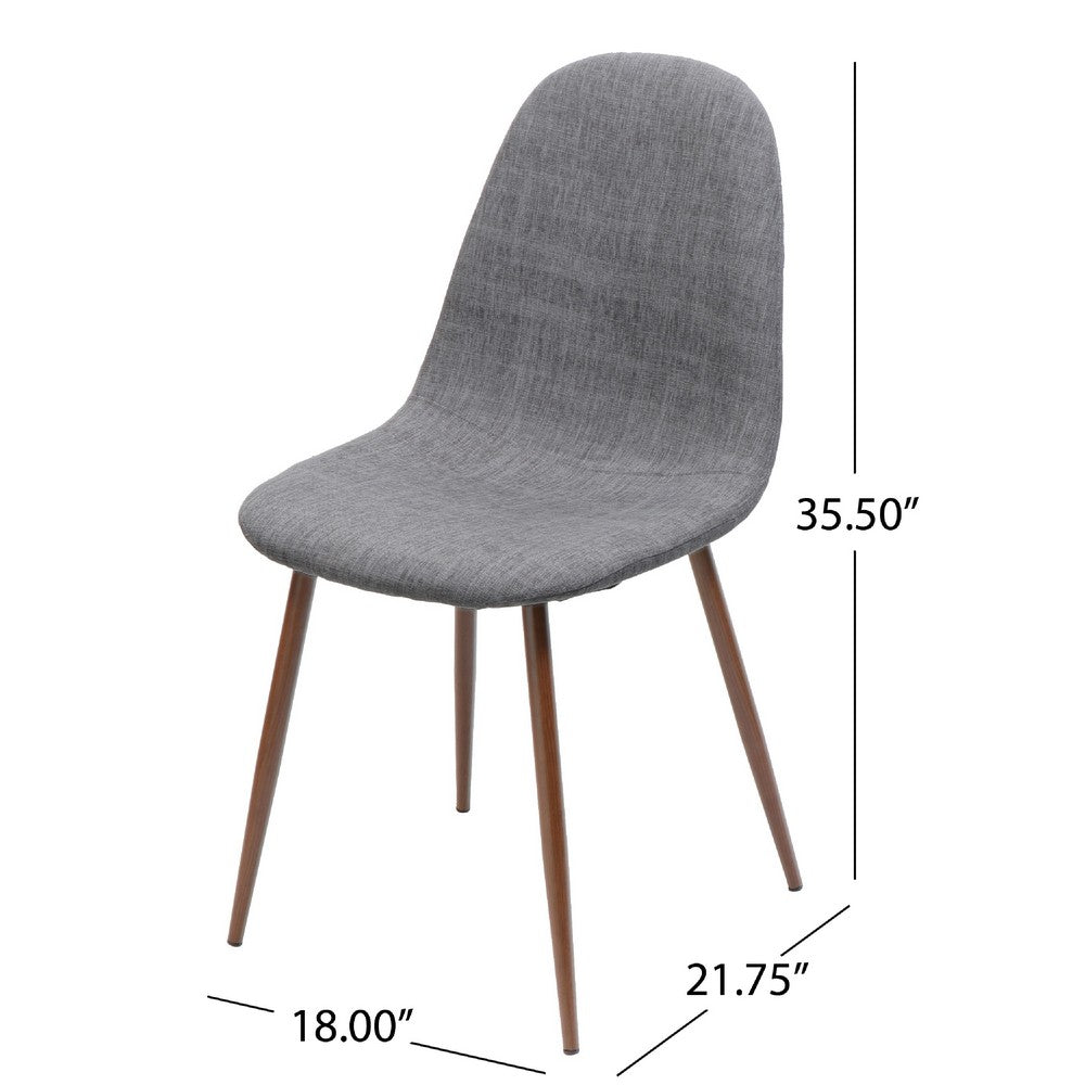 Benjara Reva Dining Side Chair Set of 2, Dark Gray Cushions, Brown Iron Frame