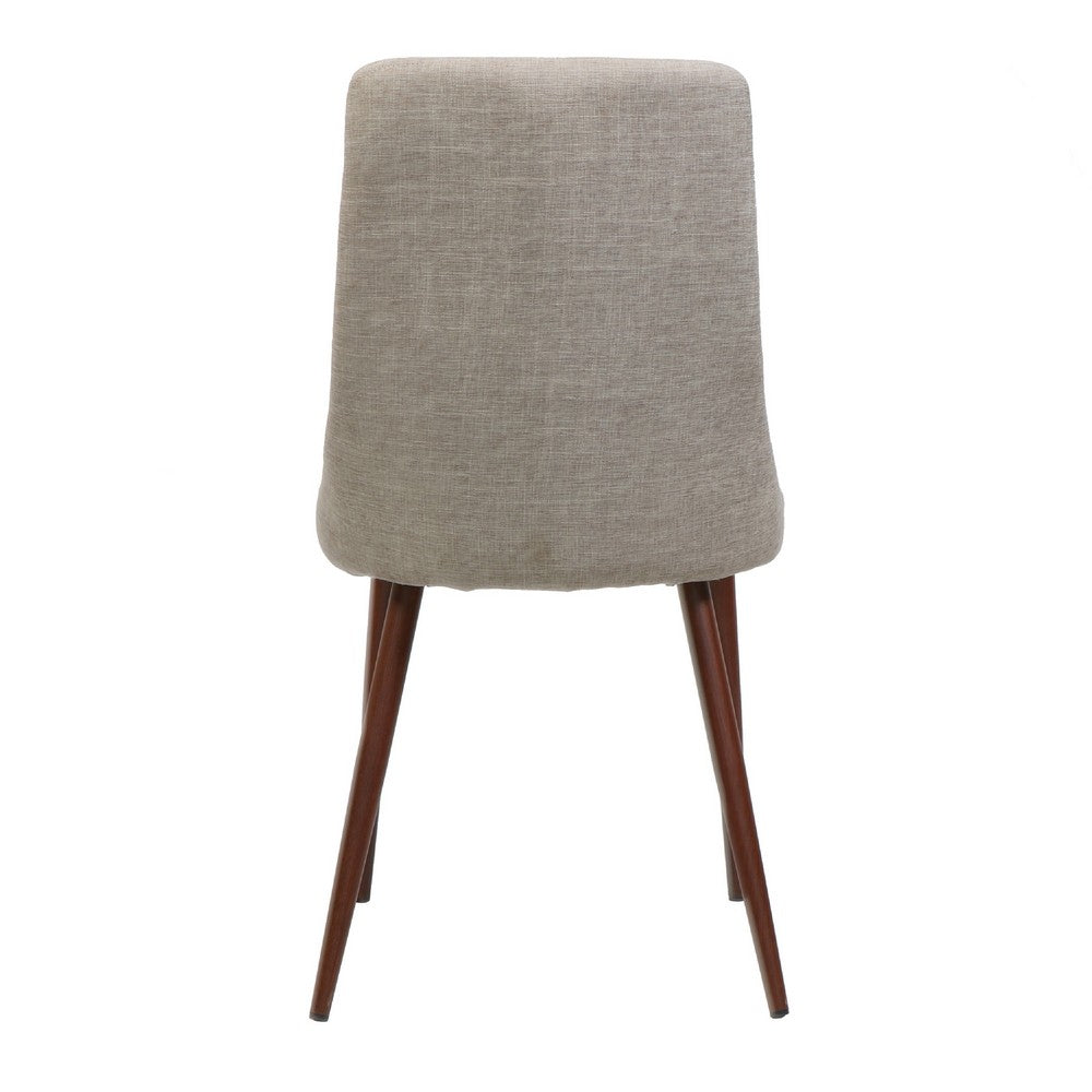 Benjara Dining Side Chair Set of 2, Wheat Brown Fabric, Tapered Iron Legs